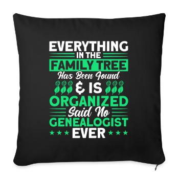 Arbre généalogique Généalogie Cadeau de généalogie - Housse de coussin décorative 45 x 45 cm - noir - Devant