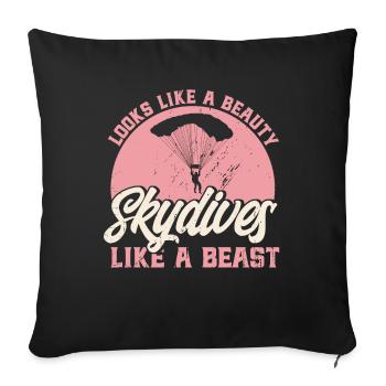 Cadeau Skydive Skydiver - Housse de coussin décorative 45 x 45 cm - noir - Devant