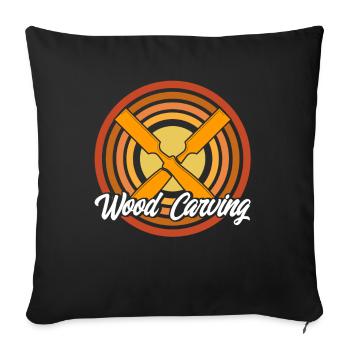 Holzschnitzerei Schreiner Holzbearbeitung Geschenk - Sofakissenbezug 45 x 45 cm - Schwarz - Vorne