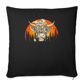 Highland écossais Highland Cattle Highland - Housse de coussin décorative 45 x 45 cm - noir - Devant