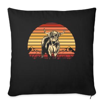 Highland écossais Highland Cattle Highland - Housse de coussin décorative 45 x 45 cm - noir - Devant