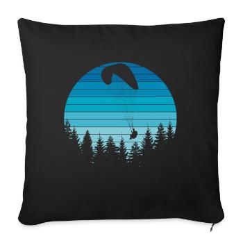 Gleitschirm Paraglider in Blau - Sofakissenbezug 45 x 45 cm - Schwarz - Vorne