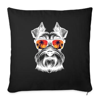 Schnauzer avec lunettes de soleil Chien Schnauzer miniature - Housse de coussin décorative 45 x 45 cm - noir - Devant