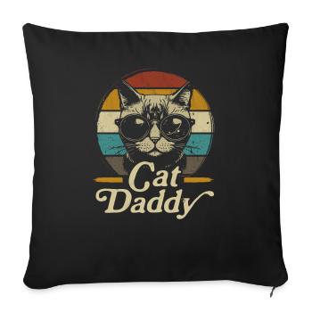 Cat Daddy Vintage 80s Style Cat Retro - Sofa pillowcase 17,3'' x 17,3'' (45 x 45 cm) - black - Front