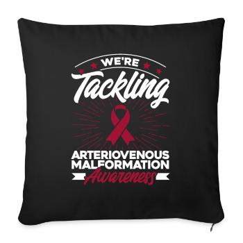 Rote Schleife Arteriovenöse Malformation Unterstüt - Sofakissenbezug 45 x 45 cm - Schwarz - Vorne