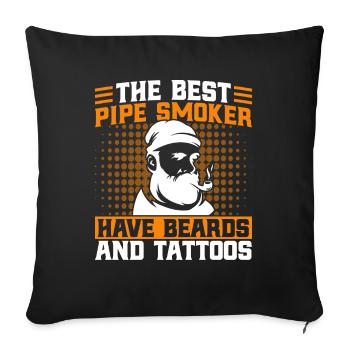 Fumer la pipe le tabac l’amateur de pipe gesc - Housse de coussin décorative 45 x 45 cm - noir - Devant