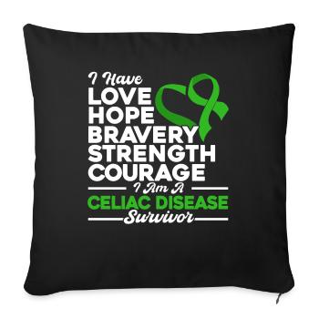 Celiac Awareness Celiac Disease Survivor Green S - Sofa pillowcase 17,3'' x 17,3'' (45 x 45 cm) - black - Front