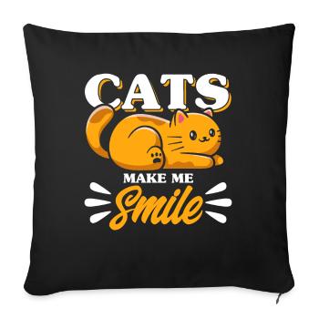 Chats amoureux chats parents chats dictons - Housse de coussin décorative 45 x 45 cm - noir - Devant