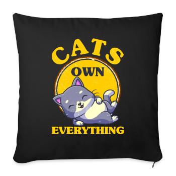 Chat Parents Chat Chats Dictons Cadeau - Housse de coussin décorative 45 x 45 cm - noir - Devant