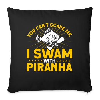 J’ai nagé avec le cadeau amputé de piranha - Housse de coussin décorative 45 x 45 cm - noir - Devant