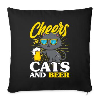 Chat Chat Parents Chats Dictons Cadeau - Housse de coussin décorative 45 x 45 cm - noir - Devant