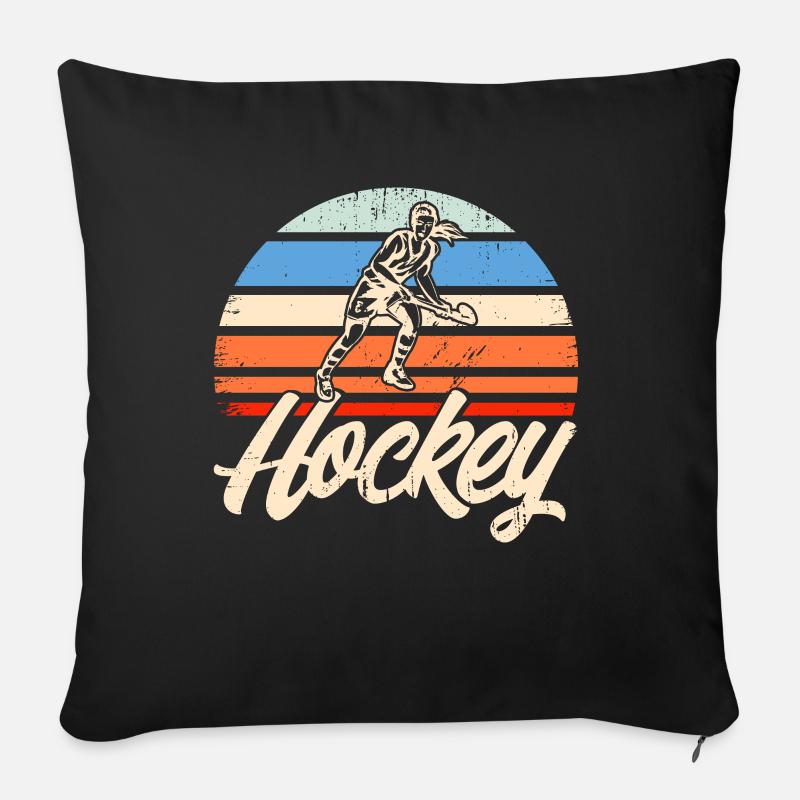 Hockey Feldhockey Geschenk - Sofakissenbezug 45 x 45 cm - Schwarz