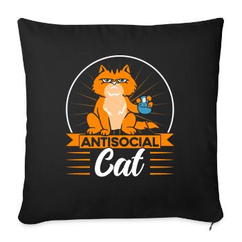 Chats amoureux chats parents chats dictons - Housse de coussin décorative 45 x 45 cm - noir - Devant