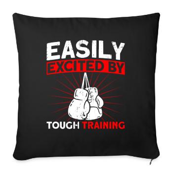 Facilement excité par un cadeau de boxe d’entraînement dur - Housse de coussin décorative 45 x 45 cm - noir - Devant