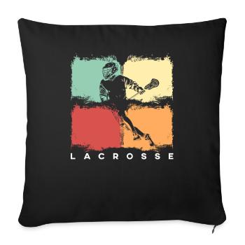 Lacrosse Lacrosse Player retro vintage - Sofa pillowcase 17,3'' x 17,3'' (45 x 45 cm) - black - Front