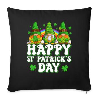 St Patrick's Day Ireland Elves Gnome - Sofa pillowcase 17,3'' x 17,3'' (45 x 45 cm) - black - Front