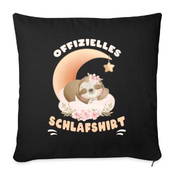 Offizielles Schlafshirt, Faultier, Blumen, Mond - Sofakissenbezug 45 x 45 cm - Schwarz - Vorne