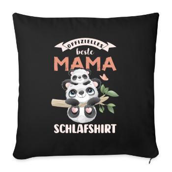 Beste Mama Schlafshirt, Panda mit Panda-Baby - Sofakissenbezug 45 x 45 cm - Schwarz - Vorne
