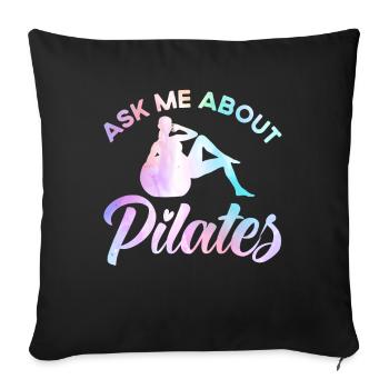 Pilates Posez-moi des questions sur Cadeau Pilates - Housse de coussin décorative 45 x 45 cm - noir - Devant
