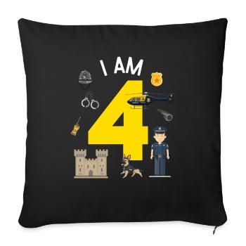 I am 4 - UK Police - Sofa pillowcase 17,3'' x 17,3'' (45 x 45 cm) - black - Front