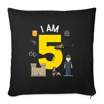 I am 5 - UK Police - Sofa pillowcase 17,3'' x 17,3'' (45 x 45 cm) - black - Front