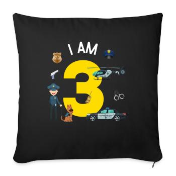 I am 3 - US Police - Sofa pillowcase 17,3'' x 17,3'' (45 x 45 cm) - black - Front