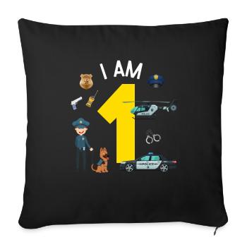 I am 1 - US Police - Sofa pillowcase 17,3'' x 17,3'' (45 x 45 cm) - black - Front
