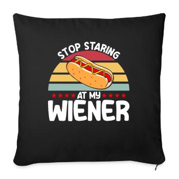 Stop staring at my sausage Hot Dog Geschen - Sofa pillowcase 17,3'' x 17,3'' (45 x 45 cm) - black - Front