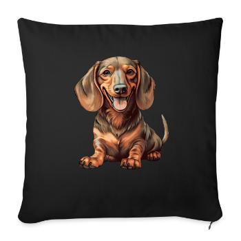 Dachshund Teckel Dog Breed Illustration Puppy Picture - Sofa pillowcase 17,3'' x 17,3'' (45 x 45 cm) - black - Front