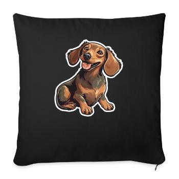 Dachshund Teckel Dog Breed Illustration Puppy Picture - Sofa pillowcase 17,3'' x 17,3'' (45 x 45 cm) - black - Front