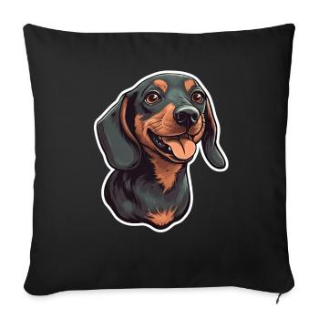 Dachshund Teckel Dog Breed Illustration Puppy Picture - Sofa pillowcase 17,3'' x 17,3'' (45 x 45 cm) - black - Front