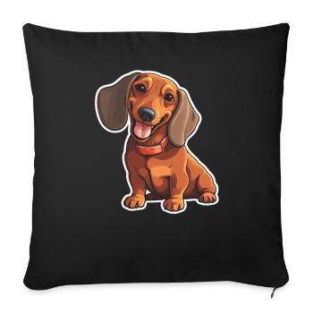 Dachshund Teckel Dog Breed Illustration Puppy Picture - Sofa pillowcase 17,3'' x 17,3'' (45 x 45 cm) - black - Front