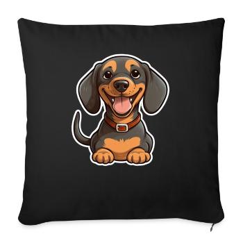 Dachshund Teckel Dog Breed Illustration Puppy Picture - Sofa pillowcase 17,3'' x 17,3'' (45 x 45 cm) - black - Front