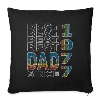 Meilleur papa du monde depuis 1977 Fête des Pères - Housse de coussin décorative 45 x 45 cm - noir - Devant