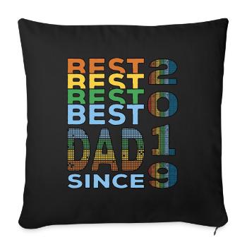 Meilleur papa du monde depuis 2019 Fête des pères Anniversaire - Housse de coussin décorative 45 x 45 cm - noir - Devant