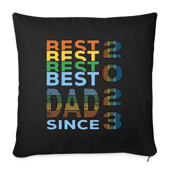 Meilleur papa du monde depuis l’anniversaire de la fête des pères 2023 - Housse de coussin décorative 45 x 45 cm - noir - Devant
