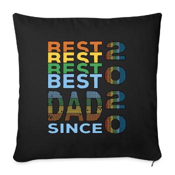 Meilleur papa du monde depuis 2020 Fête des pères Anniversaire - Housse de coussin décorative 45 x 45 cm - noir - Devant