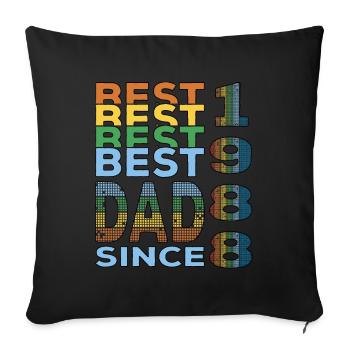 Meilleur papa du monde depuis 1988 Fête des Pères - Housse de coussin décorative 45 x 45 cm - noir - Devant