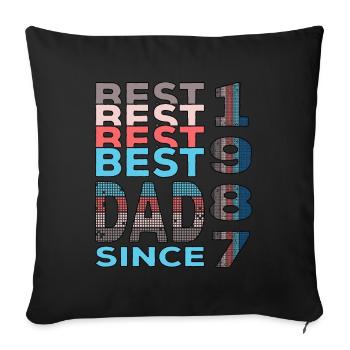 Meilleur papa du monde depuis 1987 Fête des Pères - Housse de coussin décorative 45 x 45 cm - noir - Devant