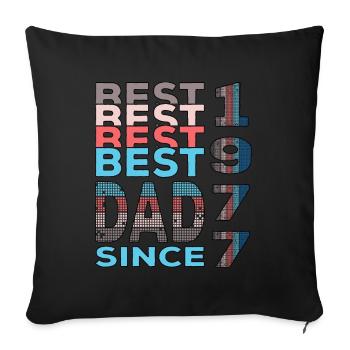 Meilleur papa du monde depuis 1977 anniversaire de la fête des pères - Housse de coussin décorative 45 x 45 cm - noir - Devant