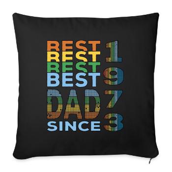 Meilleur papa du monde depuis 1973 anniversaire de la fête des pères - Housse de coussin décorative 45 x 45 cm - noir - Devant