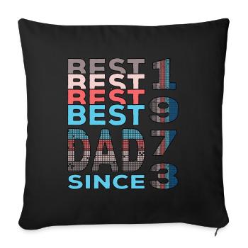 Meilleur papa du monde depuis 1973 anniversaire de la fête des pères - Housse de coussin décorative 45 x 45 cm - noir - Devant