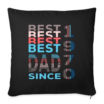 Meilleur papa du monde depuis 1970 anniversaire de la fête des pères - Housse de coussin décorative 45 x 45 cm - noir - Devant