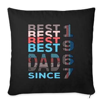 Meilleur papa du monde depuis 1967 Fête des Pères - Housse de coussin décorative 45 x 45 cm - noir - Devant