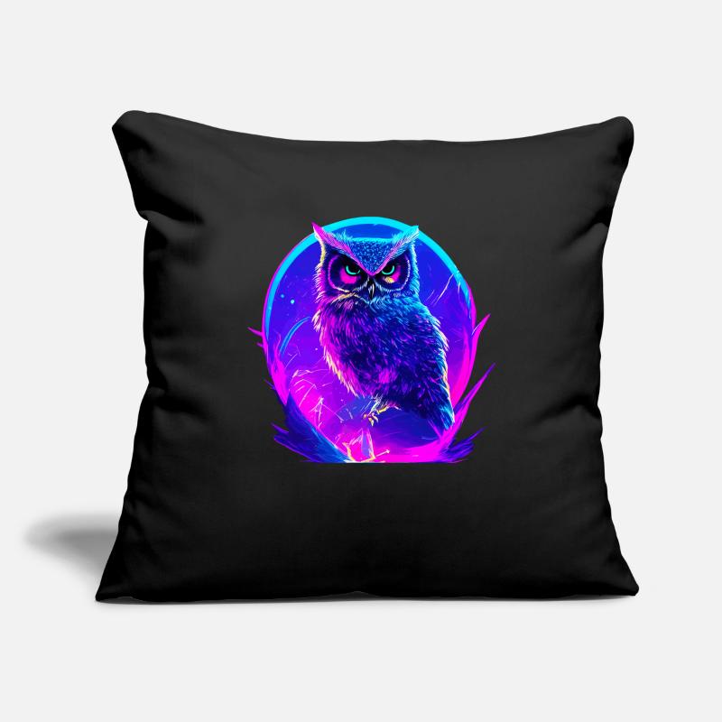 Leuchtende Eule Vogel Neon Kunstwerk Sofakissenbezug 45 x 45 cm