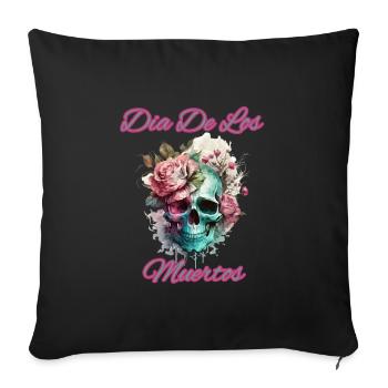 Skull with Flower Slide De Los Muertos - Sofa pillowcase 17,3'' x 17,3'' (45 x 45 cm) - black - Front