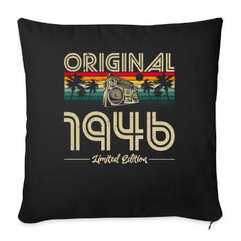 1946 Birthday Born in 1946 Retro Vintage - Sofa pillowcase 17,3'' x 17,3'' (45 x 45 cm) - black - Front