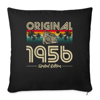 1956 Anniversaire né en 1956 Retro Vintage - Housse de coussin décorative 45 x 45 cm - noir - Devant