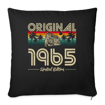 1965 Anniversaire né en 1965 Rétro Vintage - Housse de coussin décorative 45 x 45 cm - noir - Devant