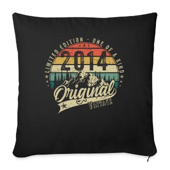2014 Anniversaire né en 2014 Retro Vintage - Housse de coussin décorative 45 x 45 cm - noir - Devant